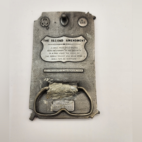 Patriotic Second Amendment Gun Rights K-156 Belt Buckle Vinegarroon Foundries - Picture 3 of 5